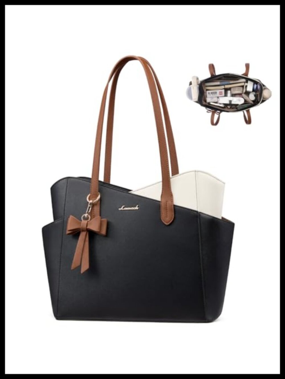 LOVEVOOK Women's Structured PU Leather Tote Purse Satchel Shoulder Bag
